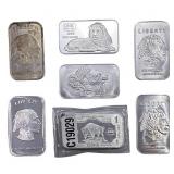 [7] 1 Troy oz Silver Bars Buffalo & Lion Designs