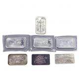 [7] 1oz Silver Bars Various Designs