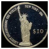 2000 Liberia Silver 10 Dollars NEARLY UNCIRCULATED