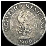 1900 Mexico Silver 10 Centavos NEARLY UNCIRCULATED