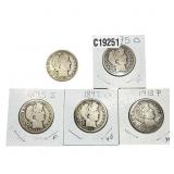 [5 Coins] 1895-1913 Barber Half Dollar