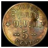 1861-1865 Civil War 5C Sutler Token HIGH  GRADE