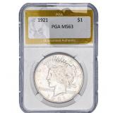 1921 Silver Peace Dollar PGA MS63