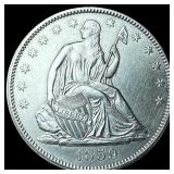 1859 Seated Liberty Half Dollar CLOSELY UNCIRCULAT