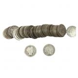 [50 Coins]Mixed Dates Silver Barber Dime Roll
