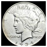 1934 Silver Peace Dollar ABOUT UNCIRCULATED