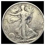 1918-D Silver Walking Liberty Half Dollar NEARLY U