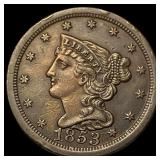 1853 Braided Hair Half Cent CLOSELY UNCIRCULATED