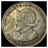 1953 Panama Silver 1/4 Balboa NEARLY UNCIRCULATED