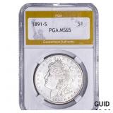 1891-S Morgan Silver Dollar PGA MS65