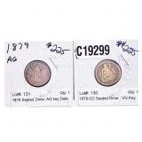 [2 Coins] 1878-1879 Seated Liberty Dime