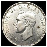 1944 Silver Half Crown George VI Great Britain CLO