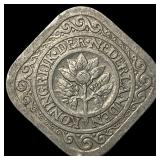 1933 Netherlands Copper-Nickel 5 Cents NEARLY UNCI