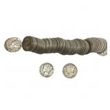 [54 Coins]Mixed Dates Silver Mercury Dime Roll