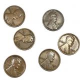 [6 Coins] 1914-S-1915-S Wheat Cent