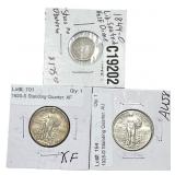 [3 Coins]1844-1928 U.S. Silver Half Dime & 25C Lot