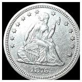 1876-CC Silver Seated Liberty Quarter CLOSELY UNCI