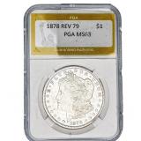 1878 REV 79 Morgan Silver Dollar PGA MS63