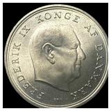 1967 Denmark .5247oz Silver 10 Kroner NEARLY UNCIR