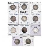[11 Coins] 1896-1916 Barber Quarter