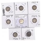 [8 Coins] 1924-1927 Mercury Silver Dime