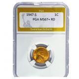 1947-S Wheat Cent PGA MS67+ RD