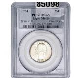 1934 Washington Silver Quarter PCGS MS65 Light Mot