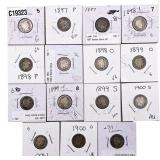 [15 Coins] 1897-1900 Barber Dime