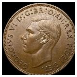 1951 Great Britain One Penny - George VI NEARLY UN