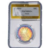 1870 Seated Liberty Half Dollar PGA MS63+ Toned