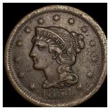 1854 Braided Hair Large Cent NEARLY UNCIRCULATED