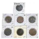 [7 Coins] 1818-1851 U.S. Large Cent Lot