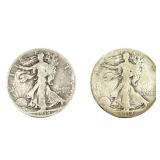 [2 Coins] 1398-D Walking Liberty Half Dollar