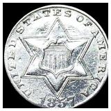1857 Silver Three-Cent Piece CLOSELY UNCIRCULATED