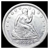 1853 Arrows Seated Liberty Quarter NEARLY UNCIRCUL