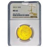 1913 $10 Gold Eagle NGC MS62
