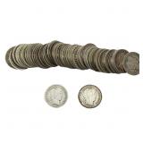 [50 Coins]Mixed Dates Silver Barber Dime Roll