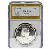 1958 Canada Silver Dollar PGA PL68