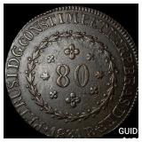 1831 Brazil Copper 80 Reis CLOSELY UNCIRCULATED