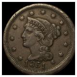 1851 Braided Hair Large Cent NEARLY UNCIRCULATED