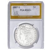 1887-S Morgan Silver Dollar PGA MS63+