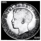 1895 Puerto Rico Silver 1 Peso CHOICE AU