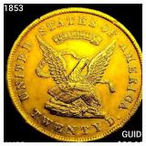 1853 900 $20 California Gold Assay CHOICE AU