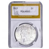1927 Silver Peace Dollar PGA MS65
