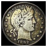1892-S Silver Barber Quarter LIGHTLY CIRCULATED