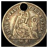 1861 Peru (Lima) 1/2 Real NEARLY UNCIRCULATED