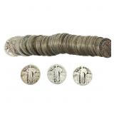[50 Coins]Mixed Dates Silver Standing Liberty 25C