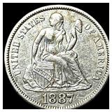 1887-S Silver Seated Liberty Dime CLOSELY UNCIRCUL