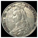 1891 Great Britain Silver 6 Pence - Victoria NEARL