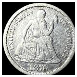 1876-CC Silver Seated Liberty Dime LIGHTLY CIRCULA